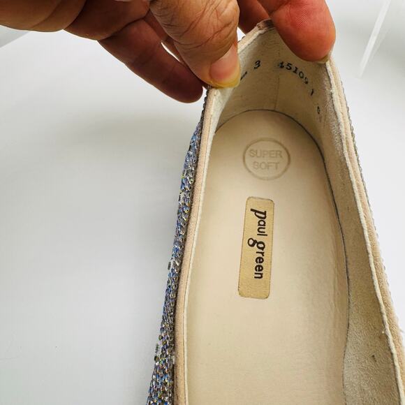 PAUL GREEN EMBELLISHED TOPAZ FLAT IN CRISTALL BISCUIT SZ UK 3 / US 5.5 - Picture 12 of 16